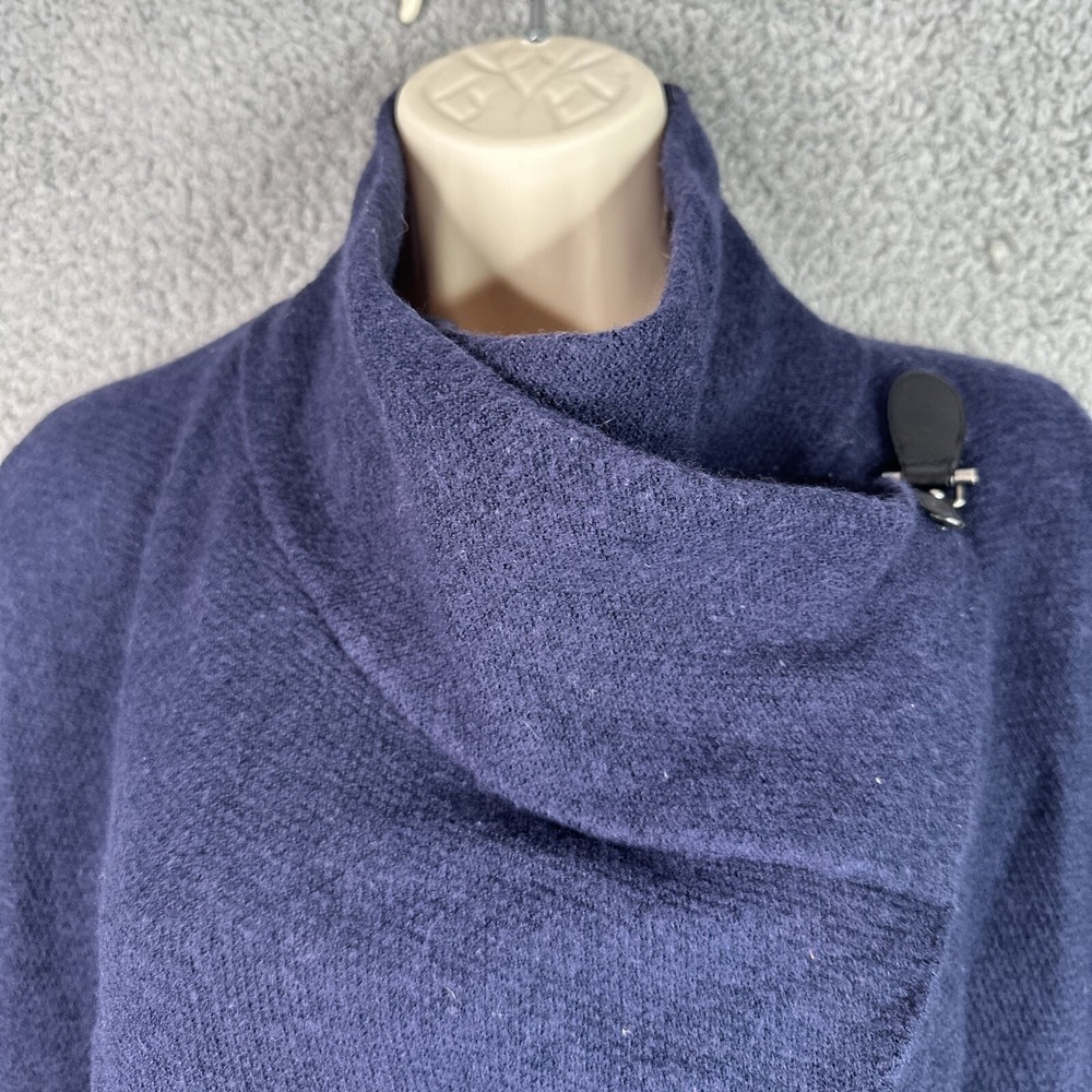 Tahari Women S Merino Wool Blend Wrap Jacket Navy Asymmetrical Toggle Coat - Picture 3 of 10